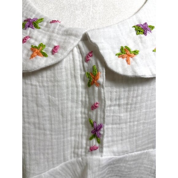 TACH‎ Clothing Size Large Larina Top Blouse Shirt Hand Embroidered White Gauzy - Picture 7 of 10